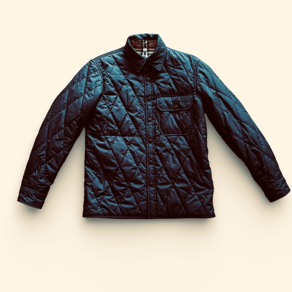 Burberry London Quilted Barn Jacket Reversible Black/Nova Check Size 46